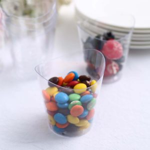 24-Pack Plastic Dessert Snack Cups 4oz Clear with Wavy Rim - Disposable Mini Appetizer Party Cups for Cocktail Events & Receptions